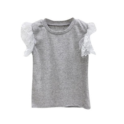 

Baby Girl Clothes Summer Toddler Girls Lace Sleeveless Solid Print Tops T-shirt Blouse Cotton Casual Children Outfits