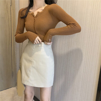 

Fashion Women Knitted Tops Slim Casual Pullover Plain Autumn Winter Sweater Tops
