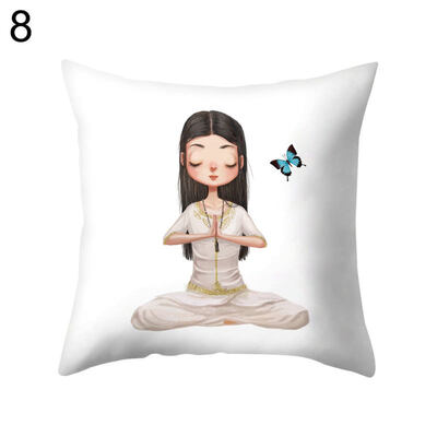 

Meditation Girl Square Throw Pillow Protector Case Cushion Cover Bedding Article