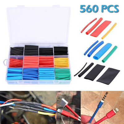 

560Pcs Heat Shrink 2 1 Electrical Wire Cable Wrap Assortment Electrical Insulation Tube Kit with Box