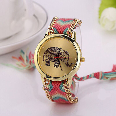 

Automatic Mechanical Ethnic-style Man Woman Quartz Knit Elephant Watch Plush Band