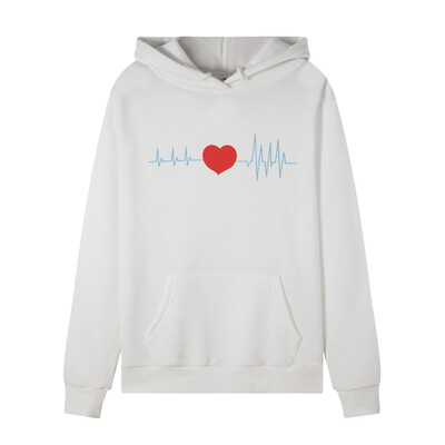 

Tailored Women Long Sleeve Heart Print Hooded Sweatshirt Automn&Winter Blouse Lady Tops