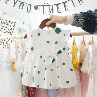 

Summer Baby Girls Casual Dot Pattern Flare Sleeve Dress Cotton Kids Toddler Sundress