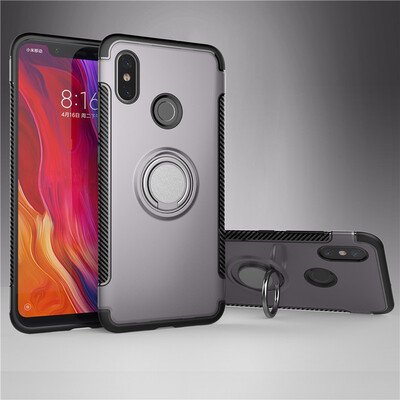 

Back Cover For Xiaomi Mi 8 SE Mi8 SE Case Car Holder Stand Hard PC Silicon Ring Suction Bracket Celulars