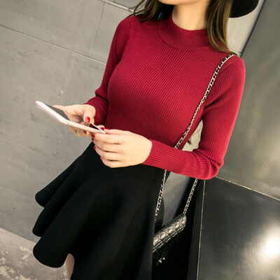 

Female Autumn Winter New Slim Solid Color Sweater Women Korean Style Casual Turtleneck Knit Pullover Sweater