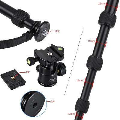 

Andoer TP-668S Portable Aluminum Alloy Tripod Photography Travel Tripod Monopod with Panoramic Ball Head 4-Section Max Height 145