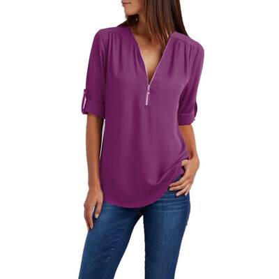 

Women Chiffon Blouse Sexy Deep V Neck Pull Sleeve Lady Shirts Plus Size Loose Tops Long Sleeve Female Blouse Blusas
