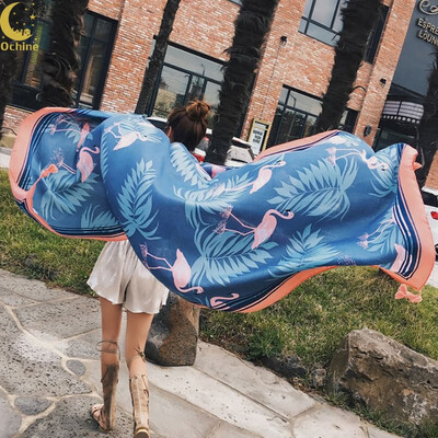 

OCHINE 180100cm Cotton Shawl Flamingo Print Tassel Scarf Travel Long Scarf Scarves Tapestry