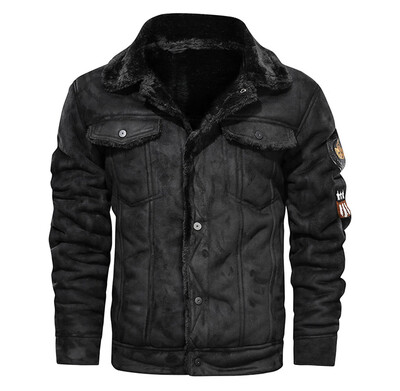 

Gobestart Mens Autumn Winter Vintage Turn-down Collar Solid Imitation Leather Coat