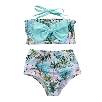

New Baby Girls Kids Bikini Set Children Coconut Wave Print Sling Swimsuit Set FOR 0-2 Years old