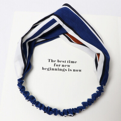 

Korean Style Simple Casual Striped Print Headband Fashion All-match Cross Adjustable Hair Band