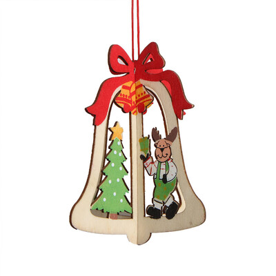 

Toponeto 1PC New Christmas Tree Ornaments Hanging Xmas Tree Party Decor 3D Wooden Pendant