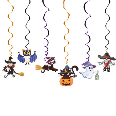 

Halloween Hanging Decorations Supplies Creative Pumpkin Ghost Witch Bat Spider Hanging Spiral Ornament