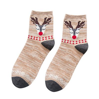 

Gobestart Women Men Socks Casual Work Christmas Elk Print Cotton Comfortable