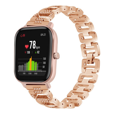 

ECSEM Bling Bracelet Compatible with Amazfit GTS Smartwatch 20mm Bands for Women Stainless Steel Sparkling Rhinestones Wristbands