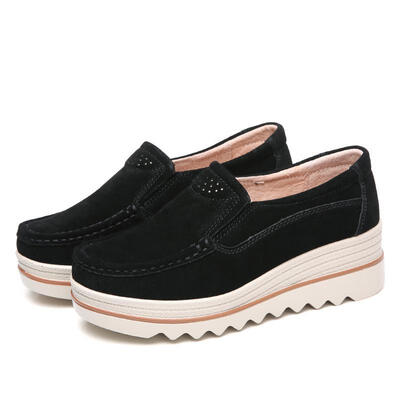 

2019 Spring Women Flats Shoes Platform Sneakers Slip On Flats Leather Suede Ladies Loafers Moccasins Casual Shoes Women Creepers