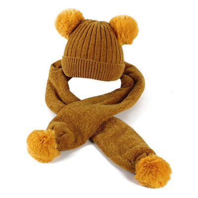 

Baby Winter Warmer Scarf Ball Design Hat Infant Cotton Collar Scarves Neckerchiefs Headwear Set