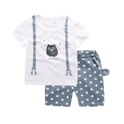 

Summer Kids Boys Owl Pattern Clothes Sets Baby Casual High Qulity Short T shirt Pants Toddler Boy Clothing Casual Kids Outfits