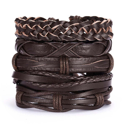 

Multilayer Leather Bracelets Set For Men Wristband Cuff Bangles