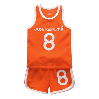 

Summer vest T-shirt boy girl clothes suit jersey sports suit letter vest T-shirt sports shorts beach kids clothes set