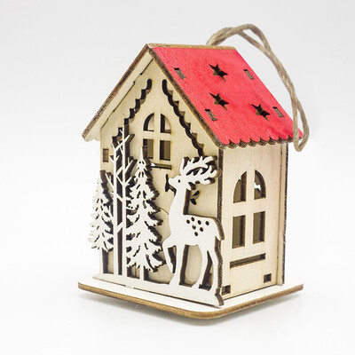 

Siaonvr LED Light Wood House Cute Christmas Tree Hanging Ornaments Holiday Decoration
