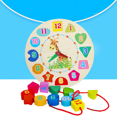

YIWULAEducational Baby Wooden Clock Beaded Beads Toy Toddler Infant Intelligence Toys