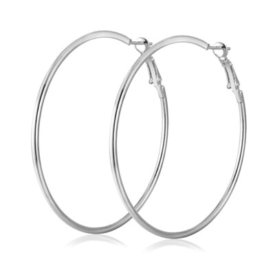 

Silver 18k Gold Plate Rose Gold Round Hoop Sleeper Earrings 30mm-80mm