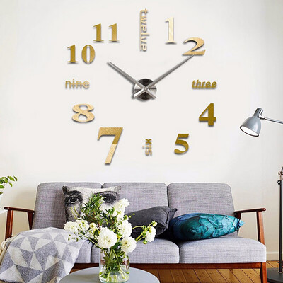 

Modern DIY Large Wall Clock 3D Mirror Surface Sticker Home Decor Art Design