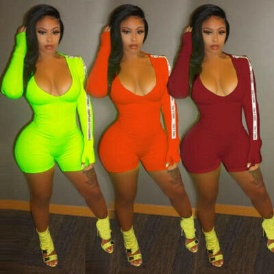 

Fashion Women Long Sleeve Jumpsuit Bodycon Playsuit Shorts Pants Trousers Romper