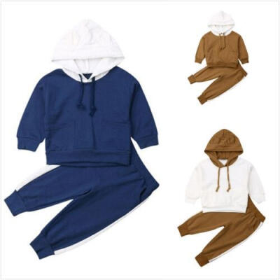 

Toddler Boy Hooded Sweatshirt Pants Outfit Clothes Tracksuit For Kid Baby Girl