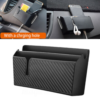 

1pc Auto Black Storage Box Organizer Case Phone Gadgets Holder Packet Bag Parts
