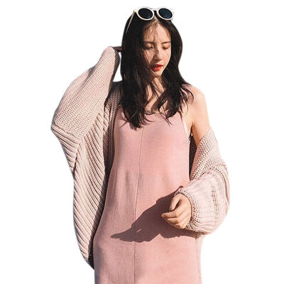 

Spring Autumn Coat New Cardigan womens Sweet Loose Big Yards Hollow Bat Sleeve Knit Sweater Smock Pull Femme Vestidos