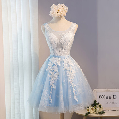 

Short Prom Dress 2018 Elegant Ball Gown Dusty Pink Light Blue Ball Gown Formal Party Dress Evening Gowns