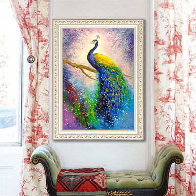 

Peacock 5D DIY Diamond Painting Kit Round Full Drill Rhinestone Embroidery Cross Stitch Art Craft Mosaic Making For Wall Decor