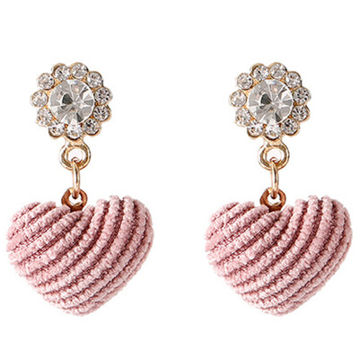 

New Mode Style Sweety Pink Plush Love Heart Drop Earrings Jewelry Earrings For Girl Simple Round Hot Sale Fashion Ear Cool Gifts