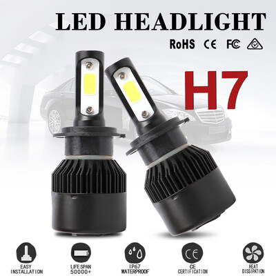 

295000LM H7 Auto Car LED Headlight COB Kits Fog Lights Bulb 6500K 2PCS H& Beam