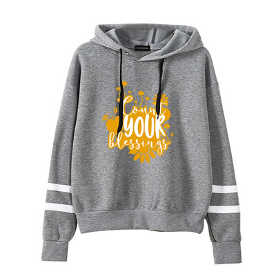 

Women Fashion Long Sleeve Hoodie Thanksgiving Count Your Blessing Letter Printed Casual Sweatshirts Pullover Tops