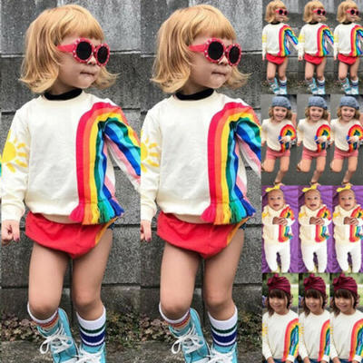 

US Toddler Baby Girls Kids Long Sleeve T-Shirt Sweatshirt Jumpers Tops Clothes