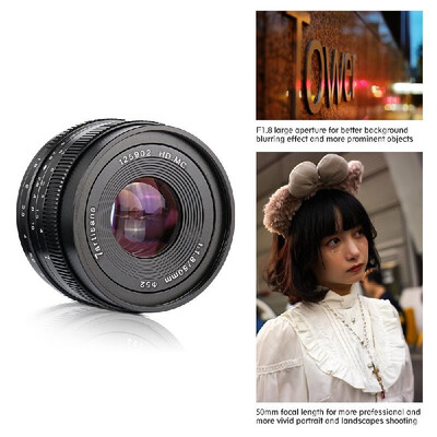

7artisans 50mm F18 Manual Focus Camera Lens Large Aperture for Olympus Epm2E-PL7E-PL8E-P5E-P6 for Panasonic G5G6G7GF5GF6