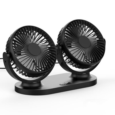 

New car fan 12V24V GM big truck double head shaking head USB small electric fan YMG-801 Black