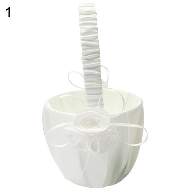 

Wedding Bridal Page Boy Ribbon Satin Faux Rose Flower Girl Basket Party Decor