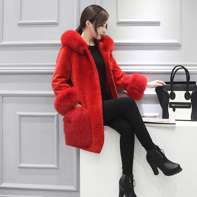 

Women Fashion Casual Office Lady Solid Color Sheep Shearling Fur Coat Ladies Coat Super Thick Jacket