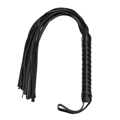 

Women Men Black Leather Whip Cosplay Prop Whip Metal Rivet Decor Adults Sexy Toy Supplies