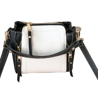 

Fashion Women Color Block Faux Leather Zipper Tote Crossbody Shoulder Bucket Bag