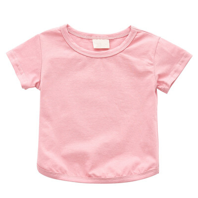 

New Toddler Baby Boy Girl Summer Cotton Solid Print T-shirt Tops Blouse Short Sleeve Casual Tee Shirts
