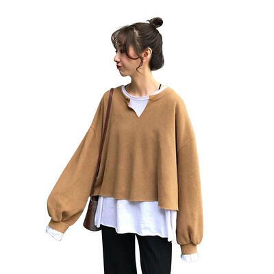 

Leisure Women Long Sleeve Solid Fashion Fake Two-Piece T-Shirt Sweatshirt