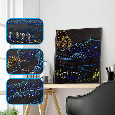 

Gobestart Fluorescent Diamond Painting DIY 5D Partial Drill Cross Stitch Kits Crystal Rhin
