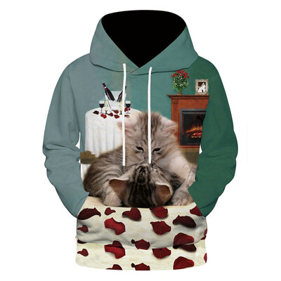 

Toponeto Mens Autumn Spring Fashion 3D Printing Hoodie Hooded Loose Long Sleeve Top