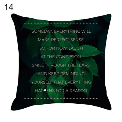 

Wisdom Letters Phrase Pillow Case Linen Cushion Cover Sofa Bedroom Car Decor