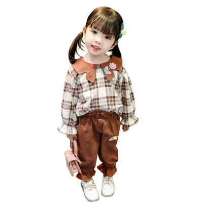 

Baby Clothes Set For Girl Long Sleeve Fashion Plaid Blouse TopPants 2pcs Baby Girl Clothes Kid Girl Clothing Sets